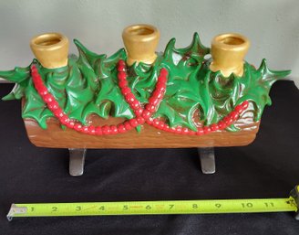 Handmade Ceramic Christmas Yule Log, 1985