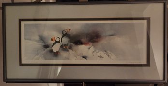 Candyce Hoskins Puffin Bird, Limited Edition 97/100, Dated 1990, Framed And Matted