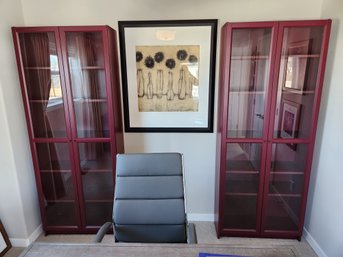 Pair Of Bookshelves, Glass Door, Cabinet Style Storage, Ikea