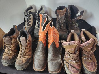 Lot Of 5 Pairs Women's Boots: Work, Cowboy, Ariat, Hiking