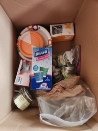 Box Of Paper Products And Canning Supplies