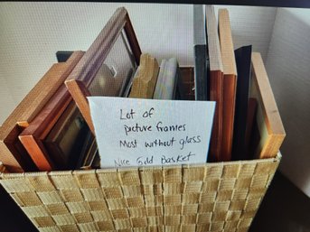 Picture Frames And Journals: Large Basket, Leather Notebooks, Unused