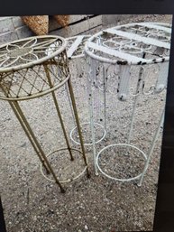 Lot Of 3 Painted Metal Plant Stands, Various Heights