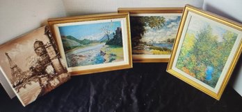 Lot Of 4 Original Oil Paintings, 3 In Gold Frames