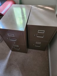 Pair Of Metal Filing Cabinets, Three Drawer, Office Furniture