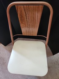 Vintage MCM Folding Chair With Seat Storage, Metal, Plastic Cushioned Seat, All-luminum