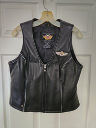 Harley Davidson 100th Anniversary Leather Vest, Women's Riding Gear, Medium