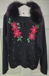 Two Women's Tops: Vintage Christmas Sweater And Repro Fancy Top, Another Time, Size Small