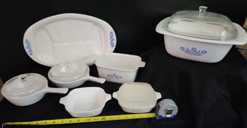 Lot Of Vintage Corning Ware Cornflower Blue Cooking, Baking, Casserole Dishes, Meat Platter