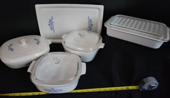 Lot Of Vintage Corning Ware, Blue Cornflower, Serving Platter, Baking, Casserole, Roasting