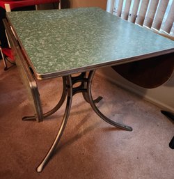 MidMod 1950's Formica Chrome Drop Leaf Green Table