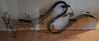 Lovely MidMod Vintage Metal Wall Sculpture, Musical Notes, Treble Clef