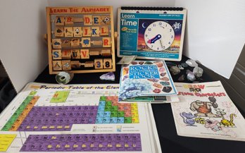 Assorted Educational Toys, Placemats, Minerals, Gems, Geology, Alphabet