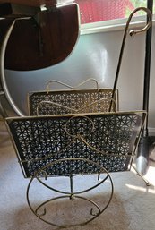 Whimsical MidMod Metal Magazine Holder, Rack, 'cart'