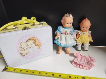 Two Vintage Kewpie Dolls, Metal Lunch Box