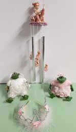 Ballet Dancer Wind Chime And Darling Ballet Frogs, Tiara - 4 Pcs