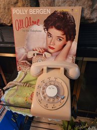 Midmod MCM Metal Stand, Rotary Vintage Phone, Polly Bergen Vinyl Album