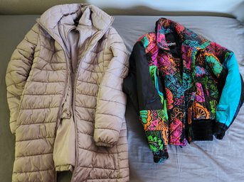 Two Retro Vintage Puffy Women's Coats, Jackets Size Small