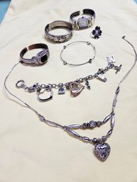 Costume Jewelry Lot, Heart-themed, Variety