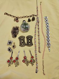 Costume Jewelry Lot, Variety, Earrings, Pins, Necklace, Pendants