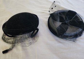 Two Vintage Black Hats, Women's Fashion