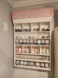 White Ikea Wall Shelf, Crafting, Beads, Ribbon Storage, Glass Jars And All Contents