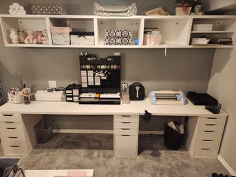 Ikea Work Desk Table With Three Drawer Stacks, Office, Crafting