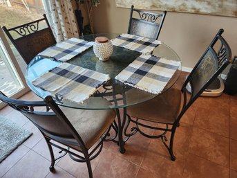 Glass Top & Metal Dining Table Set, 4 Chairs, Kitchen, Furniture