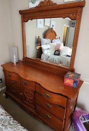 Lexington Victorian Antique Oak Triple Dresser With Mirror