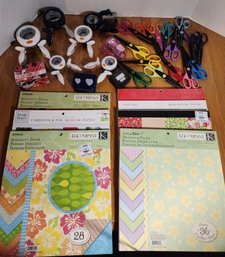 24 Fiskars Paper Punches & Crafting Edging Border Scissors, About 8 Packs Specialty 12x12 Paper, Crafts