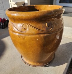 Large Ceramic Flower Pot - 18' X 22' Tall With Metal Caster