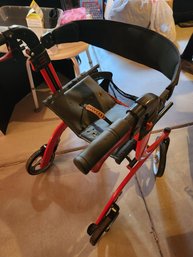 Red Medical Walker Assist Device With Seat- F22