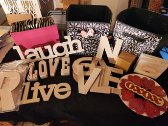 Decor Letters, Words, Live, Love, Cloth Tote Cubby Baskets