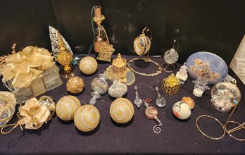 32 Pcs. Christmas Decor, Some Vintage & Crystal, Ornaments, Lighted Scene NIB, Snow Globe