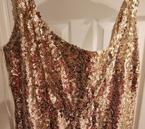 Lillie Rubin Designs: Women's Couture Gold Sequin Evening Wear, Dress, Vintage Clothing