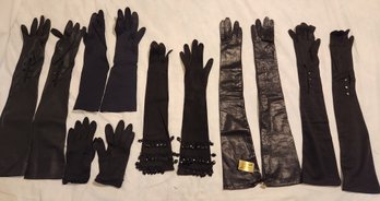 6 Pairs Women's Black Fashion Gloves, One Leather NWT Gant Paolini Italian, Fashion Accessories