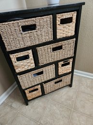 Woven Basket Cubby Storage Unit, Shelf, Versatile