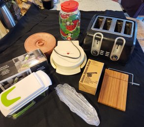 NIB Veg Slicer, Toaster, Pampered Chef Grater, Bread Basket, Waffle Maker, Corn Rests