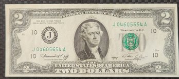 1976 $2 Bill, Bicentennial, Green Seal, Uncirculated