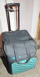 Teal Rolling Craft Cropping Tote, Suitcase, Crafting