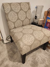 Upholstered Patterned Parsons Chair, Nearly New, Accent, Seating