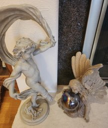 2 Fairy Fairies Statues, Garden Decor, Resin