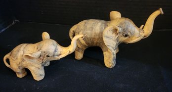 2 Elephants, Vintage Paper Mache, Thailand, Mama Baby, Figurines