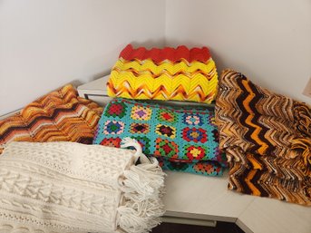 Five Homemade Crocheted Afghans