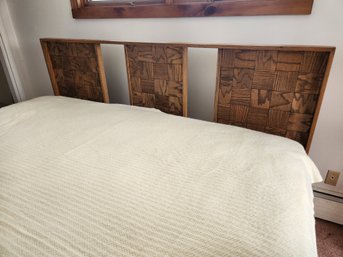Custom Built King Size Bed Frame, Parquet Headboard, Tons Of Underbed Storage