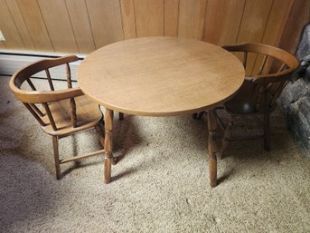 Child's Children's Table And Chairs, Wood, Vintage