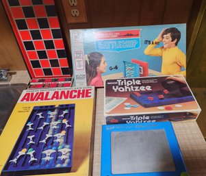 Vintage Board Games - Avalanche, Battleship, Etch A Sketch