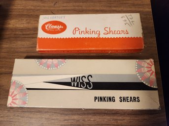 2 Prs Vintage Pinking Sewing Shears, Scissors, Original Boxes
