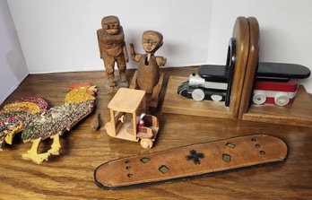 Vintage Wood, Wooden Toys, Leather Spanking Strap, Bookends, Decor, Most Are Handmade, Carved Dolls