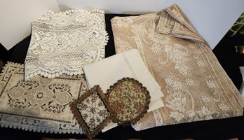 6 Pcs Tablecloth, Runners, Lacey, Likely Vintage & Purchased Overseas